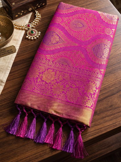 Sutriti Rani Pink Banarasi Silk Saree for Women - Festive & Wedding Wear