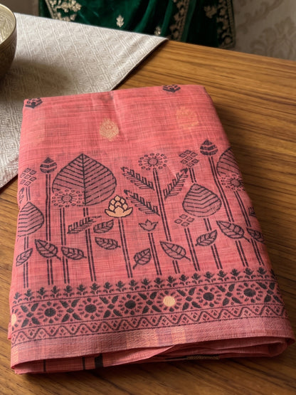 Sutriti Rose Pink Cotton Woven Saree For Women | Traditional Wedding & Festive Wear