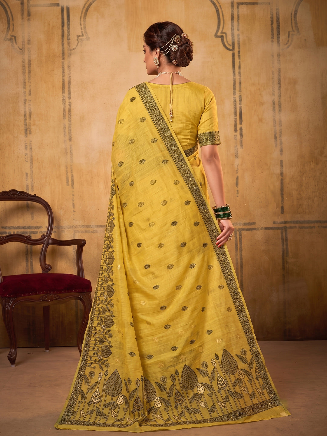 Sutriti Mustard Yellow Everyday Cotton Saree For Women | Auspicious Festive Drape