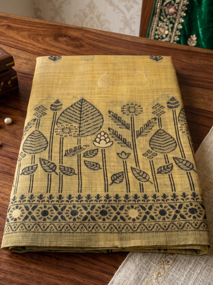 Sutriti Mustard Yellow Everyday Cotton Saree For Women | Auspicious Festive Drape