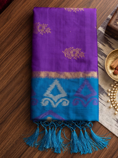 Sutriti Soft Silk Saree in Purple & Blue for Women Party Wedding Wear
