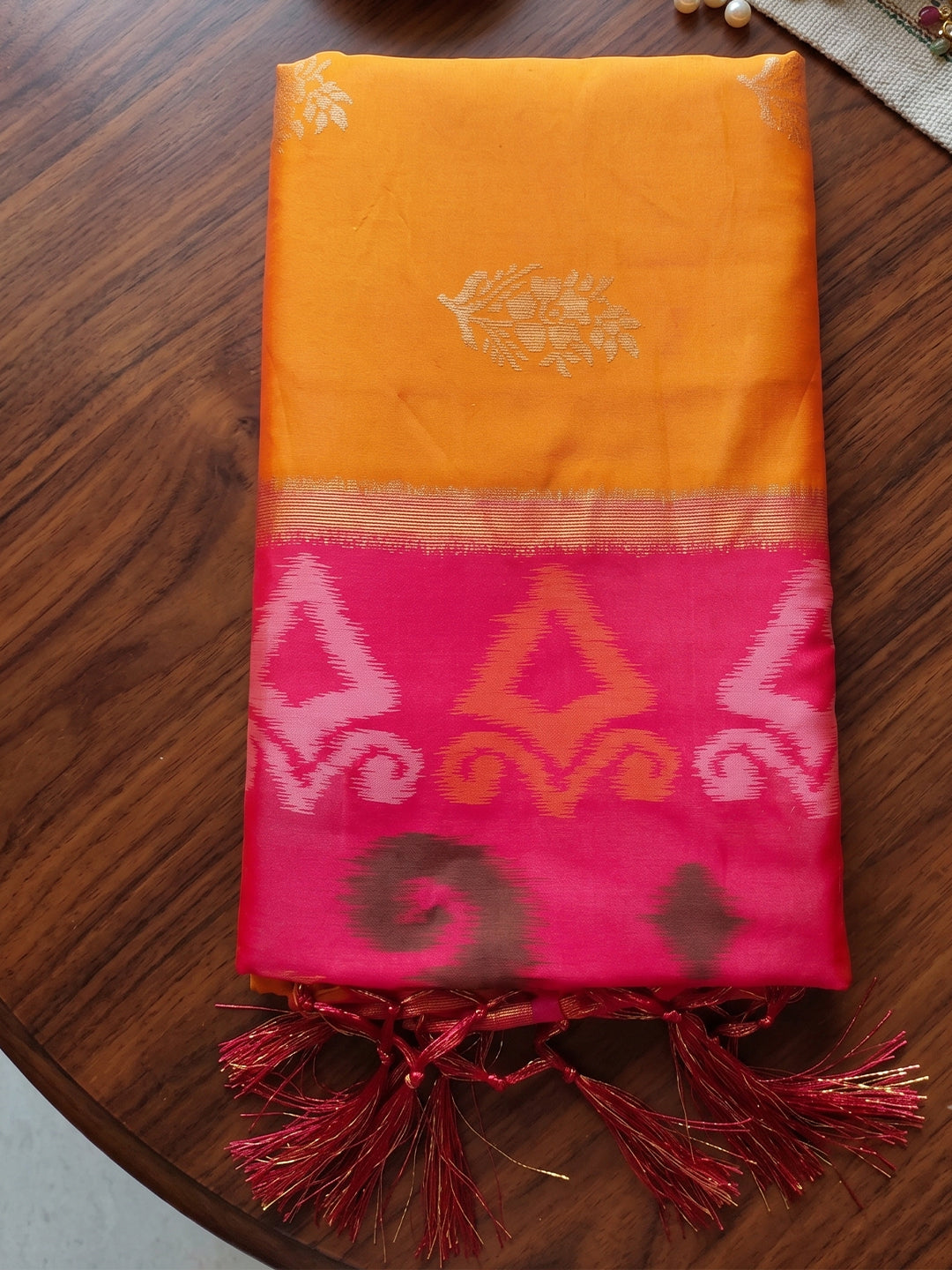 Sutriti Soft Silk Saree in Yellow & Rani Pink Women Wedding Wear