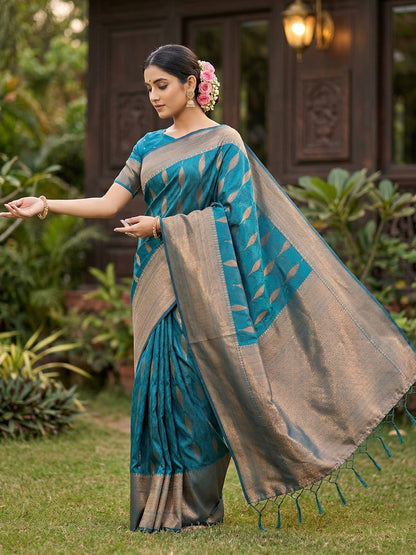 Sutriti Women Woven Banarasi Silk Saree with Blouse Piece | Rich Zari Border Traditional Wedding Festive PSofty Wear