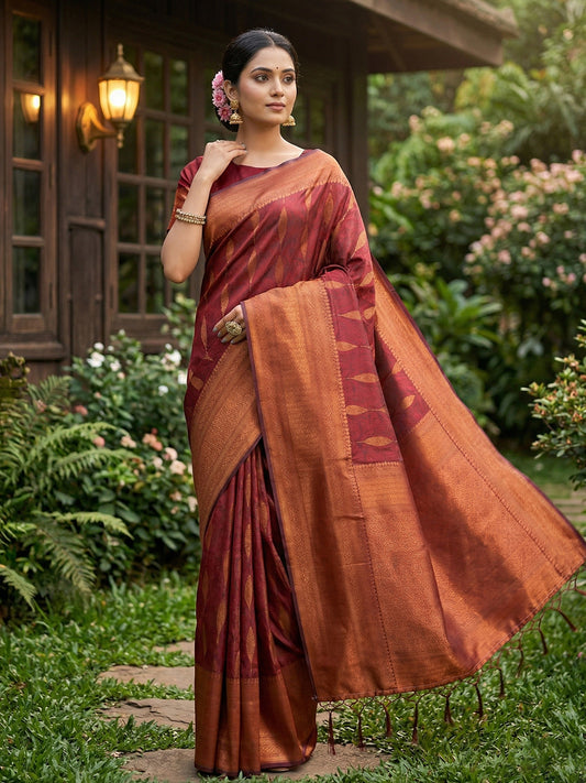 Sutriti Women Woven Banarasi Silk Saree with Blouse Piece | Rich Zari Border Traditional Wedding Festive PSofty Wear