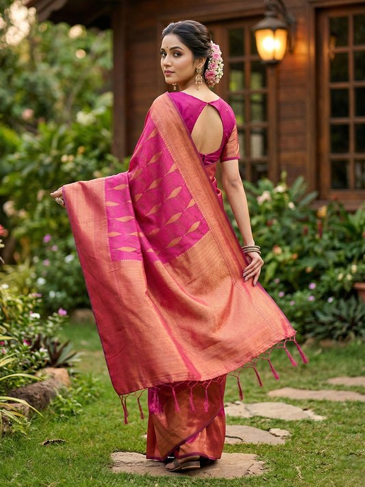 Sutriti Women Woven Banarasi Silk Saree with Blouse Piece | Rich Zari Border Traditional Wedding Festive PSofty Wear