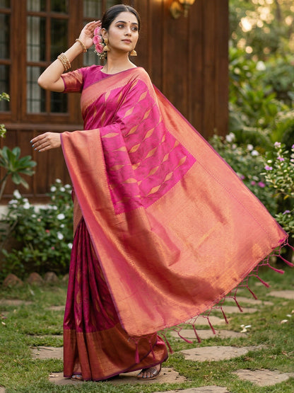Sutriti Women Woven Banarasi Silk Saree with Blouse Piece | Rich Zari Border Traditional Wedding Festive PSofty Wear