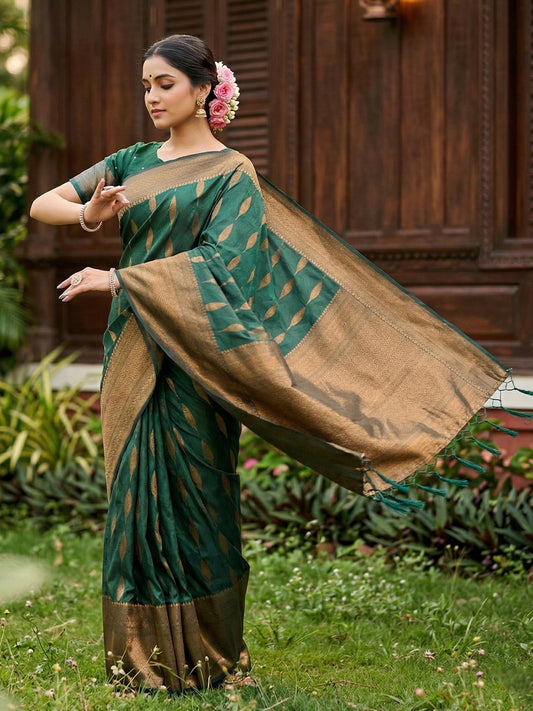 Sutriti Women Woven Banarasi Silk Saree with Blouse Piece | Rich Zari Border Traditional Wedding Festive PSofty Wear