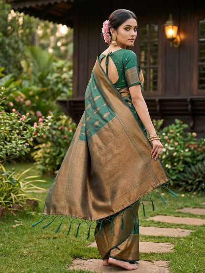 Sutriti Women Woven Banarasi Silk Saree with Blouse Piece | Rich Zari Border Traditional Wedding Festive PSofty Wear