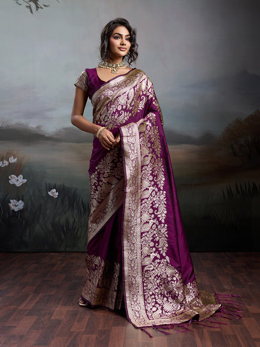 Sutriti Women's Blue Banarasi Silk Saree for Festive PSofty & Wedding Wear