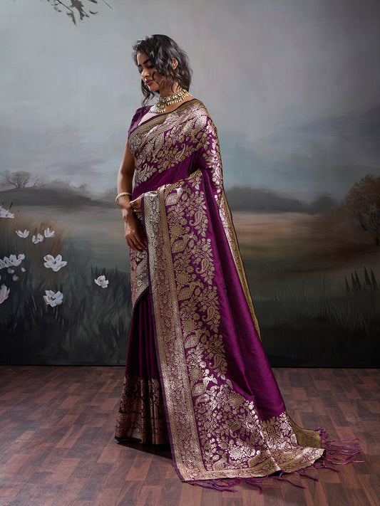 Sutriti Women's Blue Banarasi Silk Saree for Festive PSofty & Wedding Wear