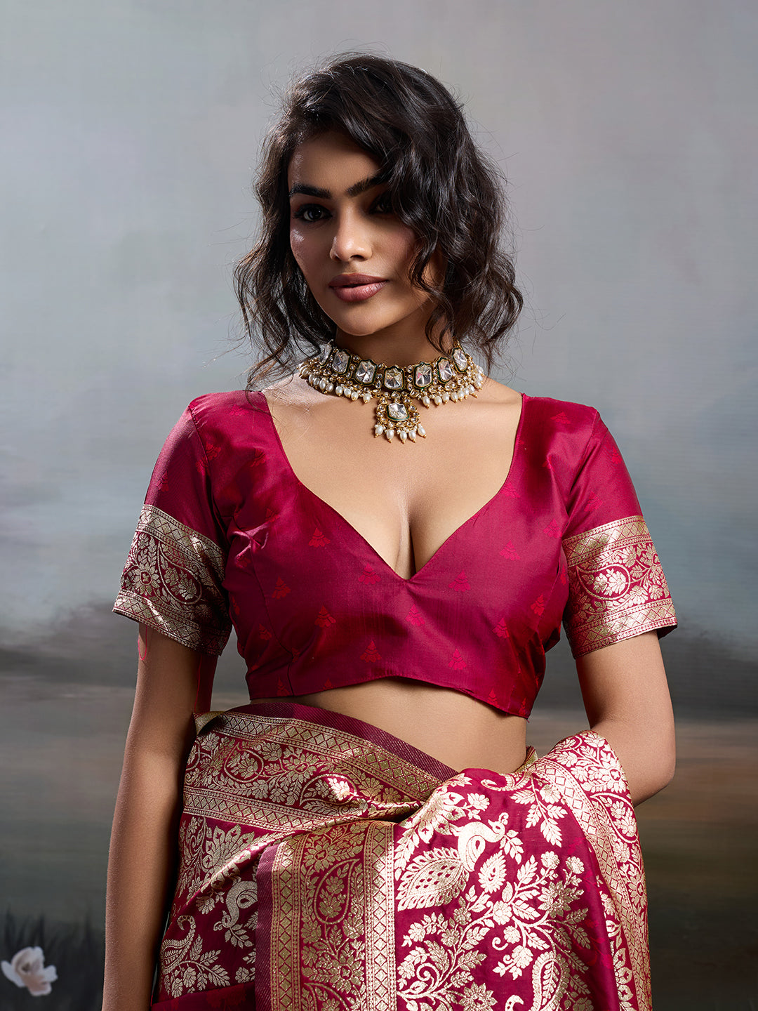 Sutriti Women's Maroon Banarasi Silk Saree for Festive PSofty & Wedding Ethnic Wear