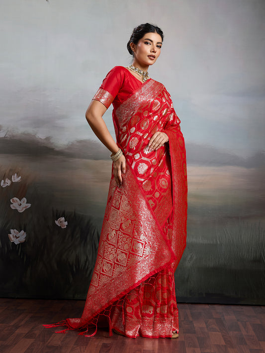 Sutriti Women Woven Kanjivaram Silk Saree with Blouse Piece | Traditional Elephant Motif Wedding Festive PSofty Wear