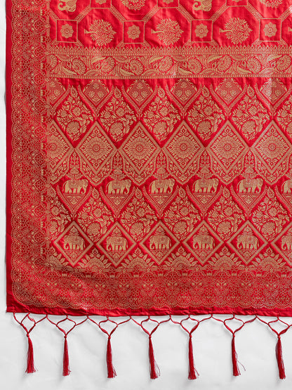 Sutriti Women Woven Kanjivaram Silk Saree with Blouse Piece | Traditional Elephant Motif Wedding Festive PSofty Wear