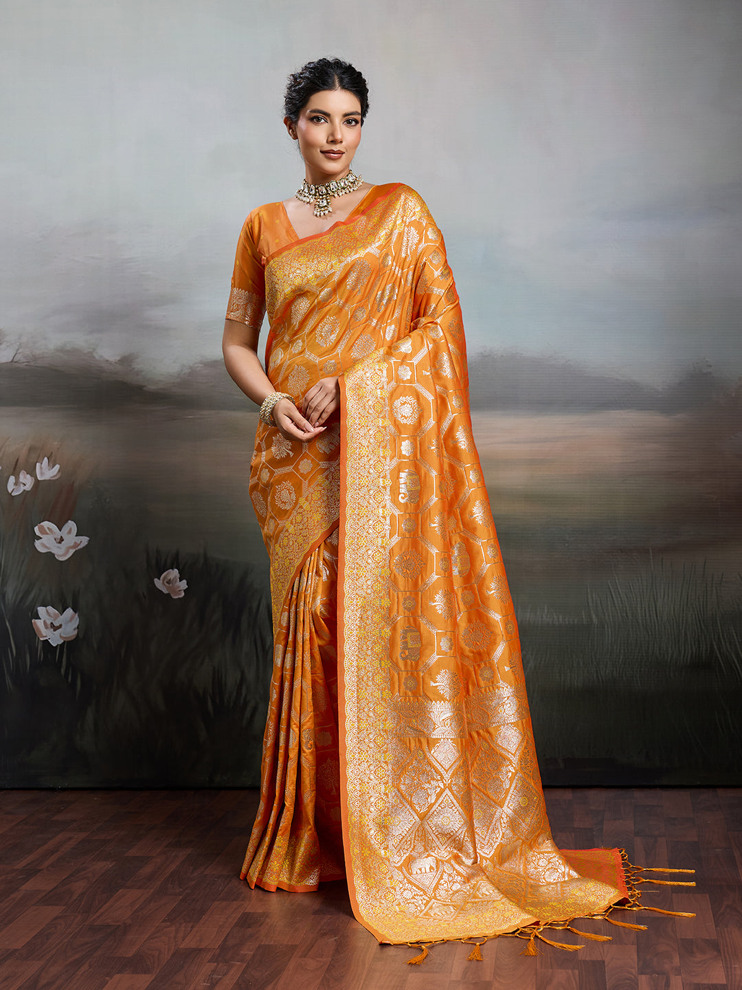 Sutriti Women Woven Kanjivaram Silk Saree with Blouse Piece | Traditional Elephant Motif Wedding Festive PSofty Wear