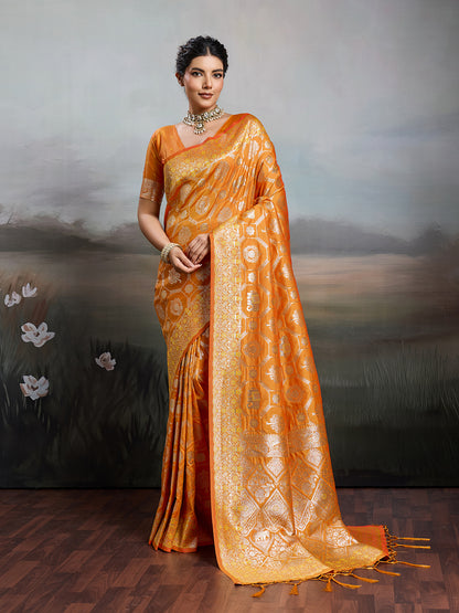 Sutriti Women Woven Kanjivaram Silk Saree with Blouse Piece | Traditional Elephant Motif Wedding Festive PSofty Wear