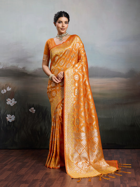 Sutriti Women Woven Kanjivaram Silk Saree with Blouse Piece | Traditional Elephant Motif Wedding Festive PSofty Wear