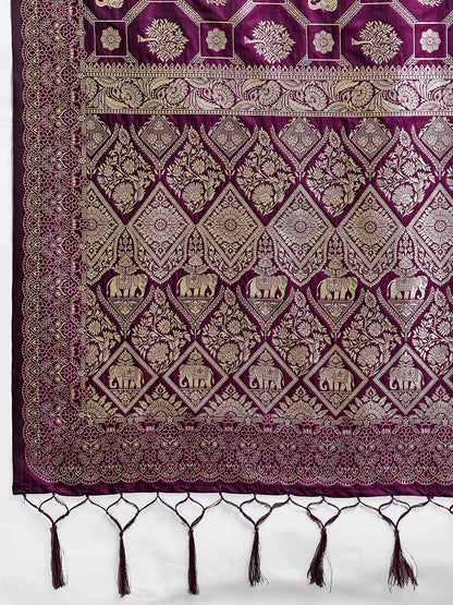Sutriti Women Woven Kanjivaram Silk Saree with Blouse Piece | Traditional Elephant Motif Wedding Festive PSofty Wear