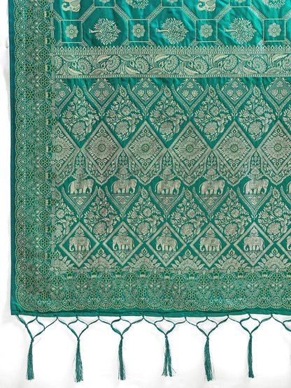 Sutriti Women Woven Kanjivaram Silk Saree with Blouse Piece | Traditional Elephant Motif Wedding Festive PSofty Wear
