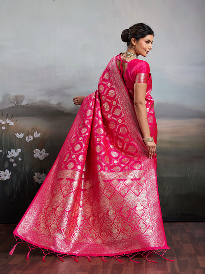 Sutriti Women Woven Kanjivaram Silk Saree with Blouse Piece | Traditional Elephant Motif Wedding Festive PSofty Wear