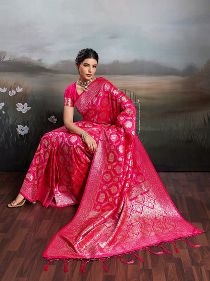 Sutriti Women Woven Kanjivaram Silk Saree with Blouse Piece | Traditional Elephant Motif Wedding Festive PSofty Wear