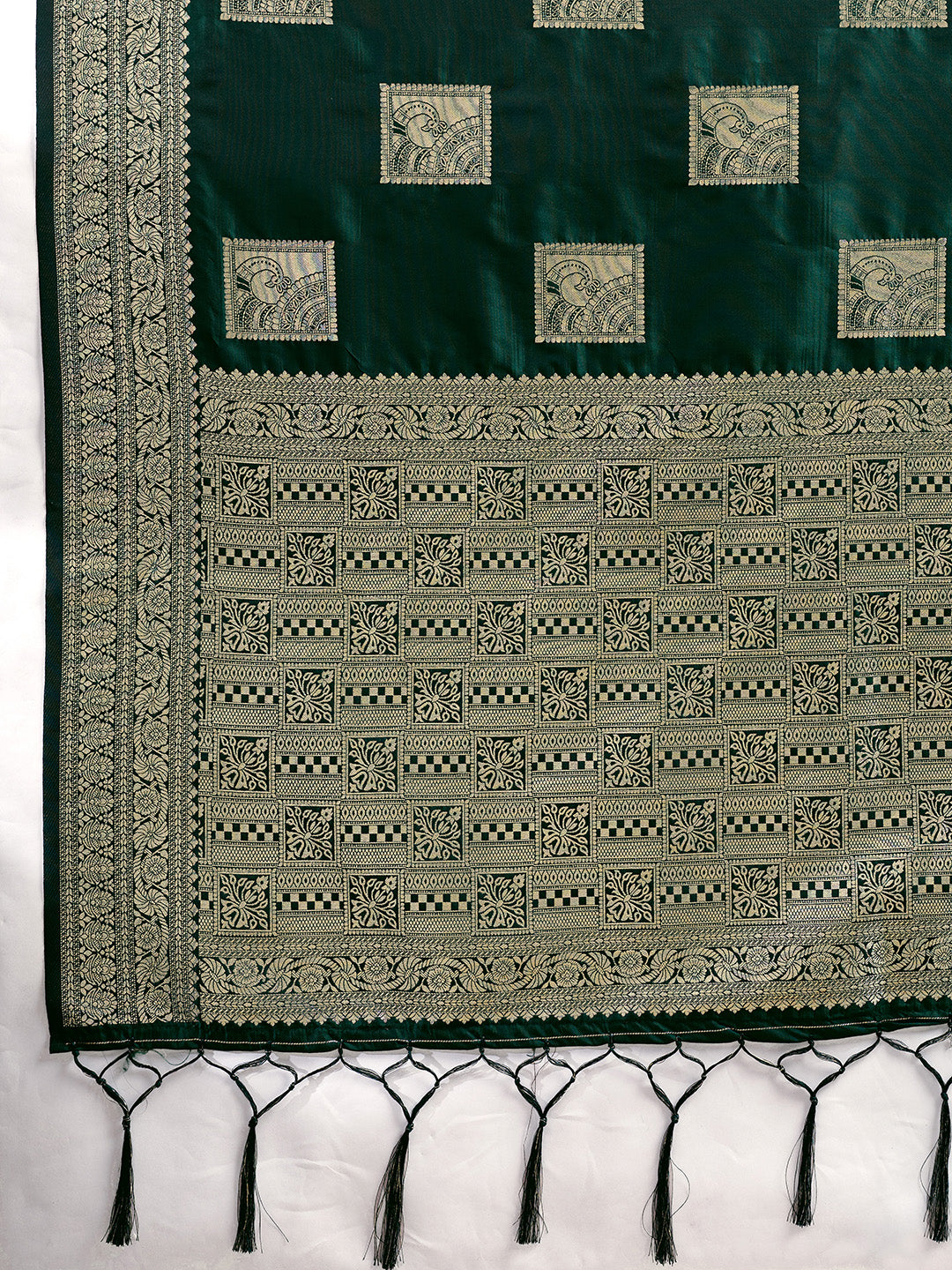 Sutriti Dark Green Banarasi Soft Silk Saree for Women Festive Wedding PSofty Wear Ethnic Saree