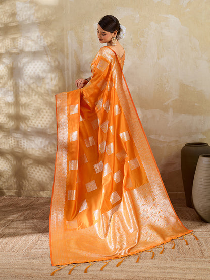 Sutriti Orange Banarasi Soft Silk Saree for Women Festive Wedding PSofty Wear Ethnic Saree