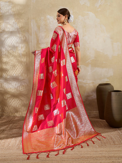 Sutriti Red Banarasi Soft Silk Saree for Women Festive Wedding PSofty Wear Ethnic Saree