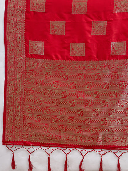 Sutriti Red Banarasi Soft Silk Saree for Women Festive Wedding PSofty Wear Ethnic Saree