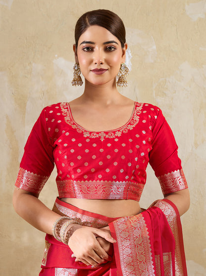 Sutriti Red Banarasi Soft Silk Saree for Women Festive Wedding PSofty Wear Ethnic Saree