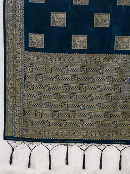Sutriti Navy Blue Banarasi Soft Silk Saree for Women Festive Wedding PSofty Wear Ethnic Saree