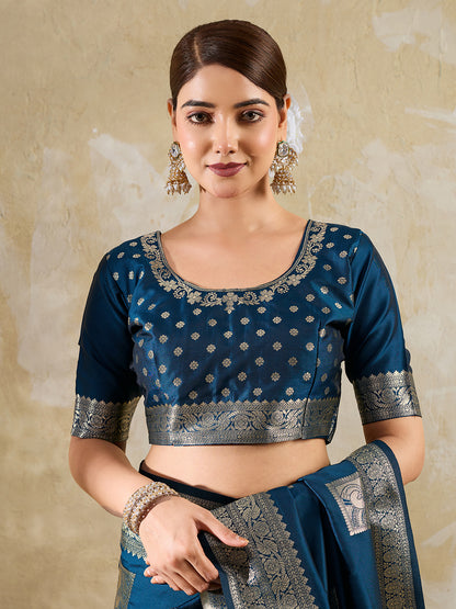 Sutriti Navy Blue Banarasi Soft Silk Saree for Women Festive Wedding PSofty Wear Ethnic Saree