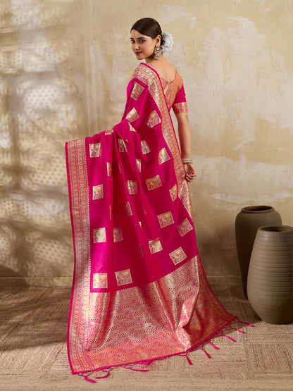Sutriti Rani Pink Banarasi Soft Silk Saree for Women Festive Wedding PSofty Wear Ethnic Saree