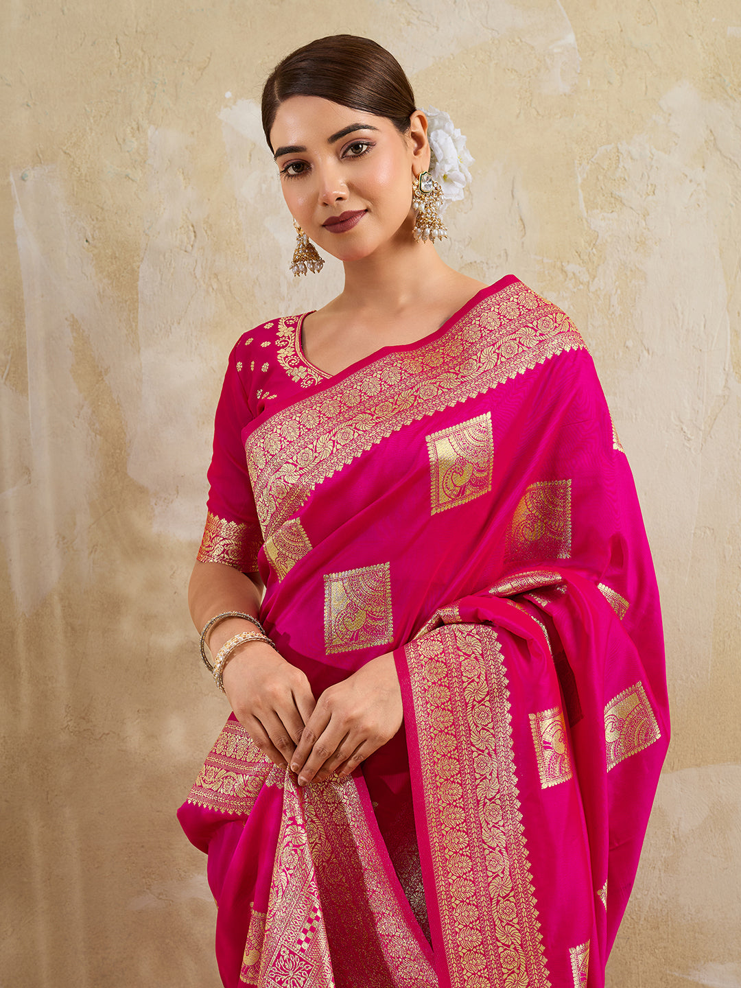 Sutriti Rani Pink Banarasi Soft Silk Saree for Women Festive Wedding PSofty Wear Ethnic Saree
