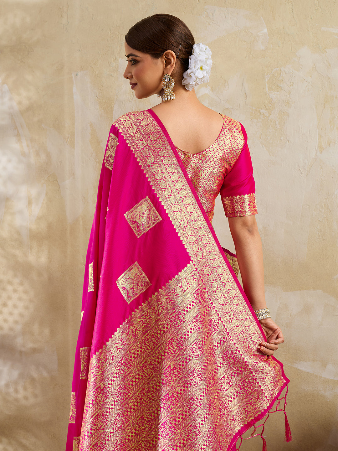 Sutriti Rani Pink Banarasi Soft Silk Saree for Women Festive Wedding PSofty Wear Ethnic Saree