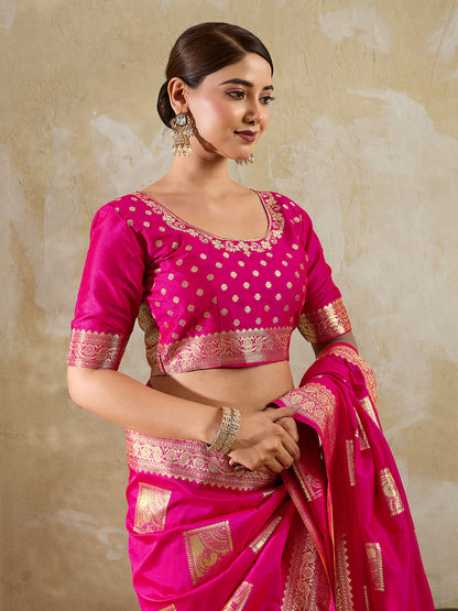 Sutriti Rani Pink Banarasi Soft Silk Saree for Women Festive Wedding PSofty Wear Ethnic Saree