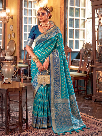 Sutriti Teal Blue Banarasi Silk Saree For Women | Premium Wedding & Festive Ethnic Wear