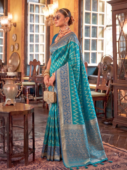 Sutriti Teal Blue Banarasi Silk Saree For Women | Premium Wedding & Festive Ethnic Wear