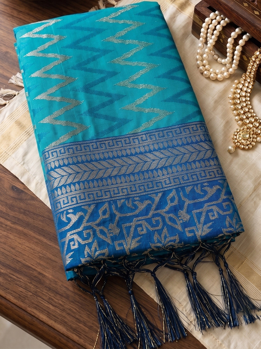 Sutriti Teal Blue Banarasi Silk Saree For Women | Premium Wedding & Festive Ethnic Wear