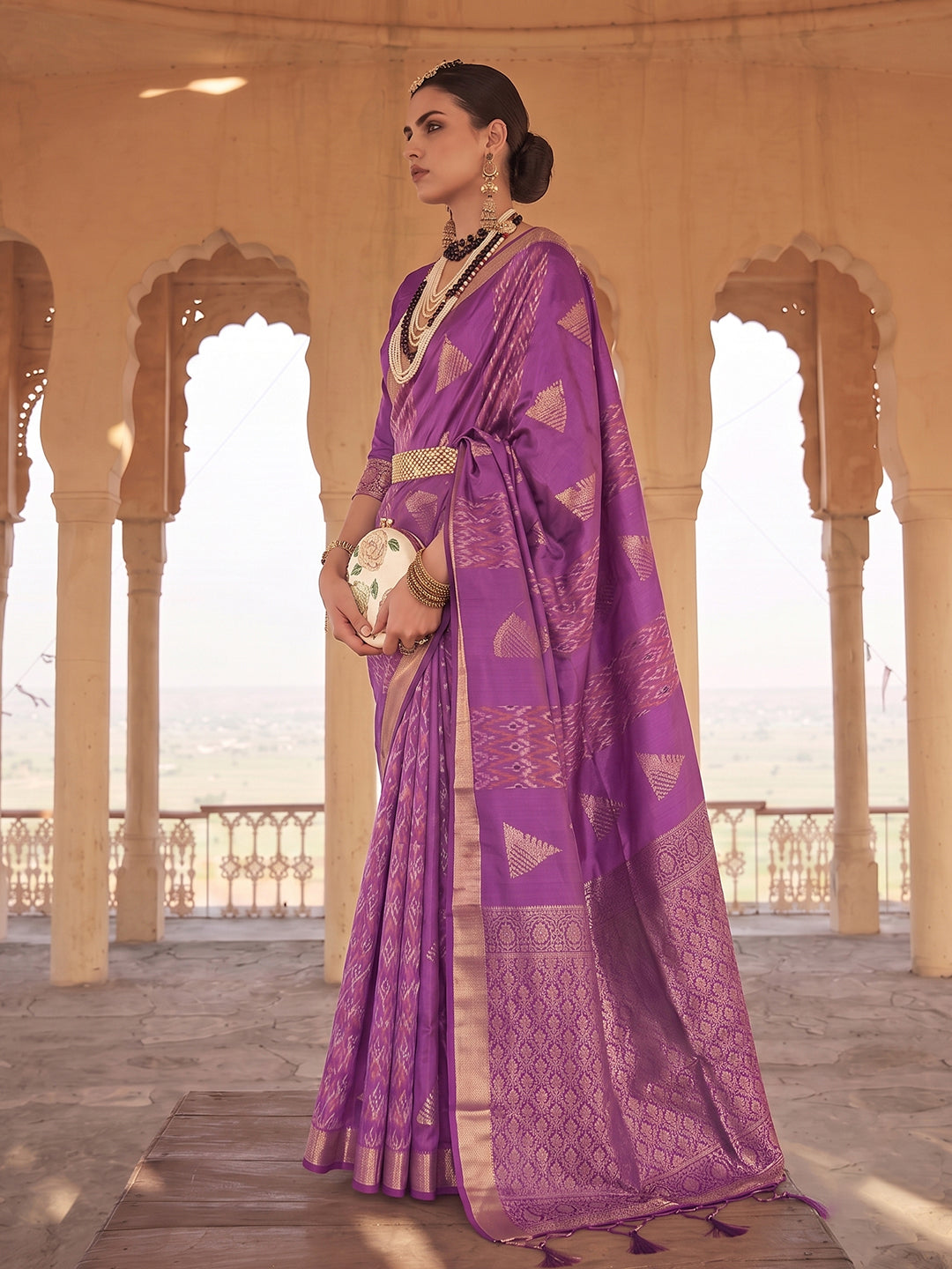 Sutriti Violet Soft Silk Saree For Women | Premium Woven Wedding & Party Drape