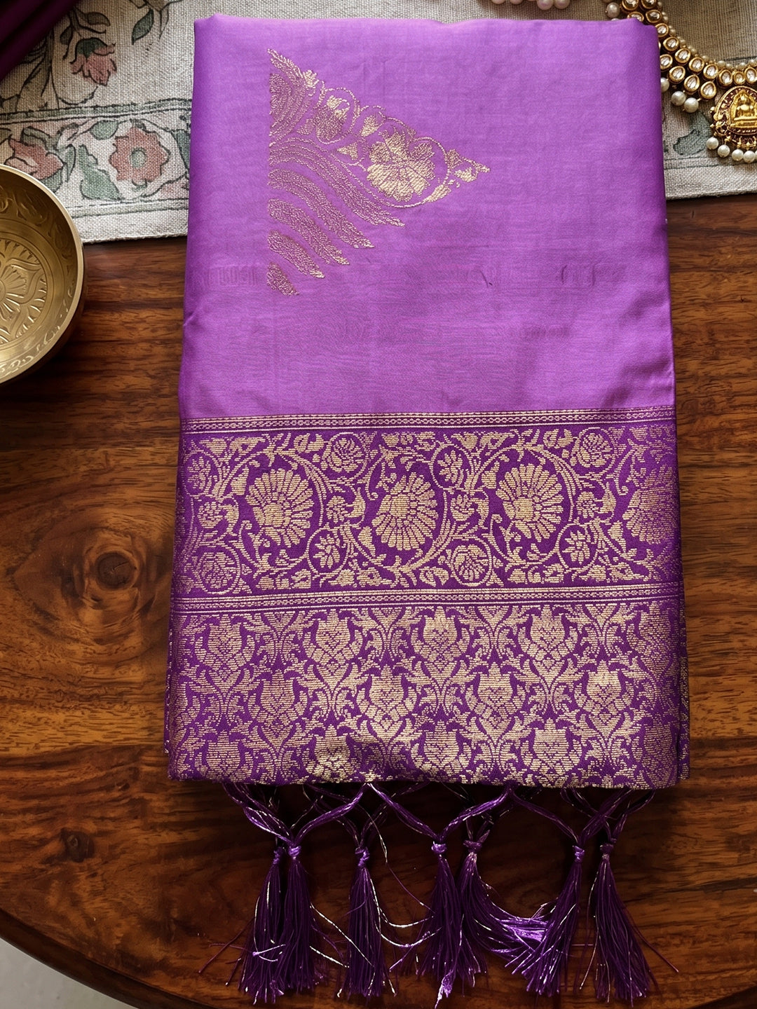 Sutriti Violet Soft Silk Saree For Women | Premium Woven Wedding & Party Drape