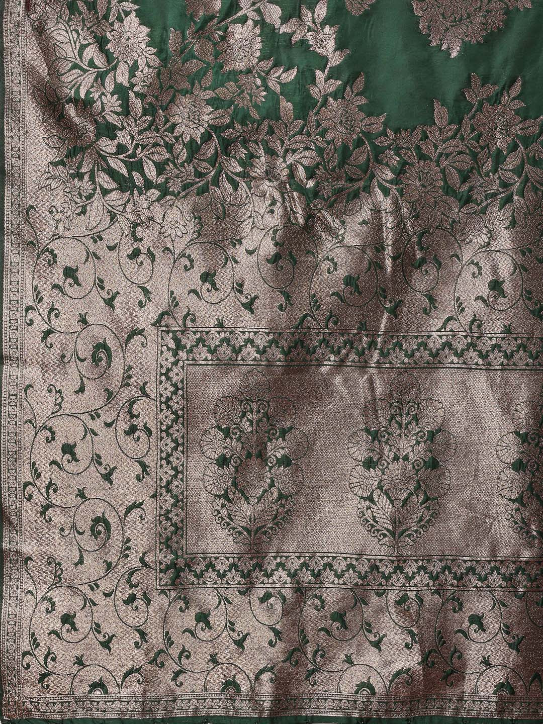 Sutriti Emerald Green Soft Silk Saree with Heavy Silver Zari Weaving