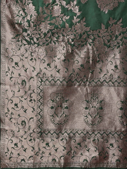 Sutriti Emerald Green Soft Silk Saree with Heavy Silver Zari Weaving