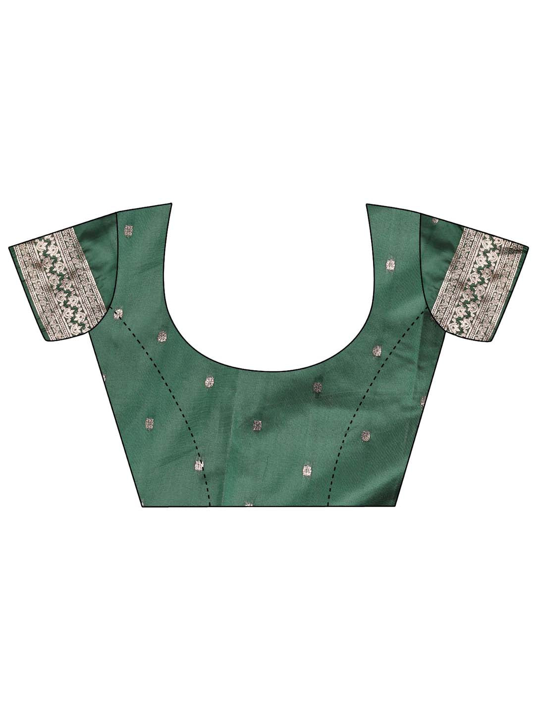 Sutriti Emerald Green Soft Silk Saree with Heavy Silver Zari Weaving