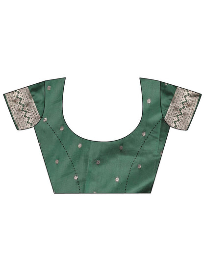 Sutriti Emerald Green Soft Silk Saree with Heavy Silver Zari Weaving
