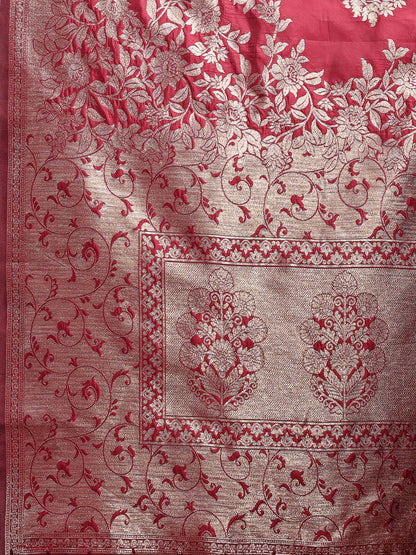 Sutriti Classic Maroon Fetive Wear Soft Silk Saree with Heavy Zari