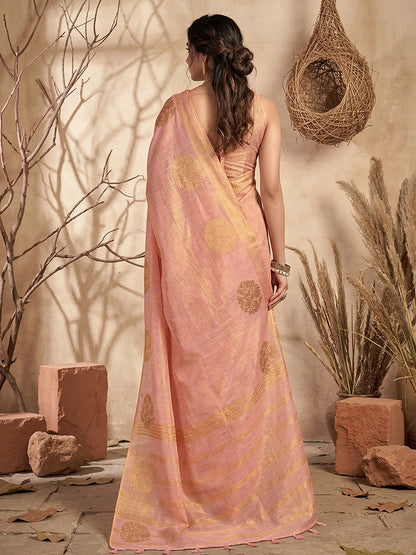 Sutriti Peach Tissue Silk Saree for Women Wedding Festive PSofty Ethnic Wear