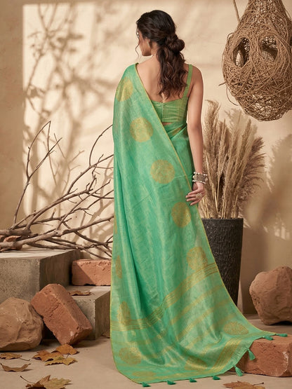 Sutriti Mint Green Tissue Silk Saree for Women Wedding Festive PSofty Ethnic Wear
