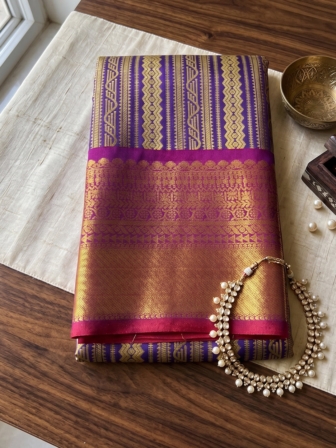 Sutriti Navy Blue Kanjivaram Silk Saree for Women Festive Traditional Wedding Party Saree