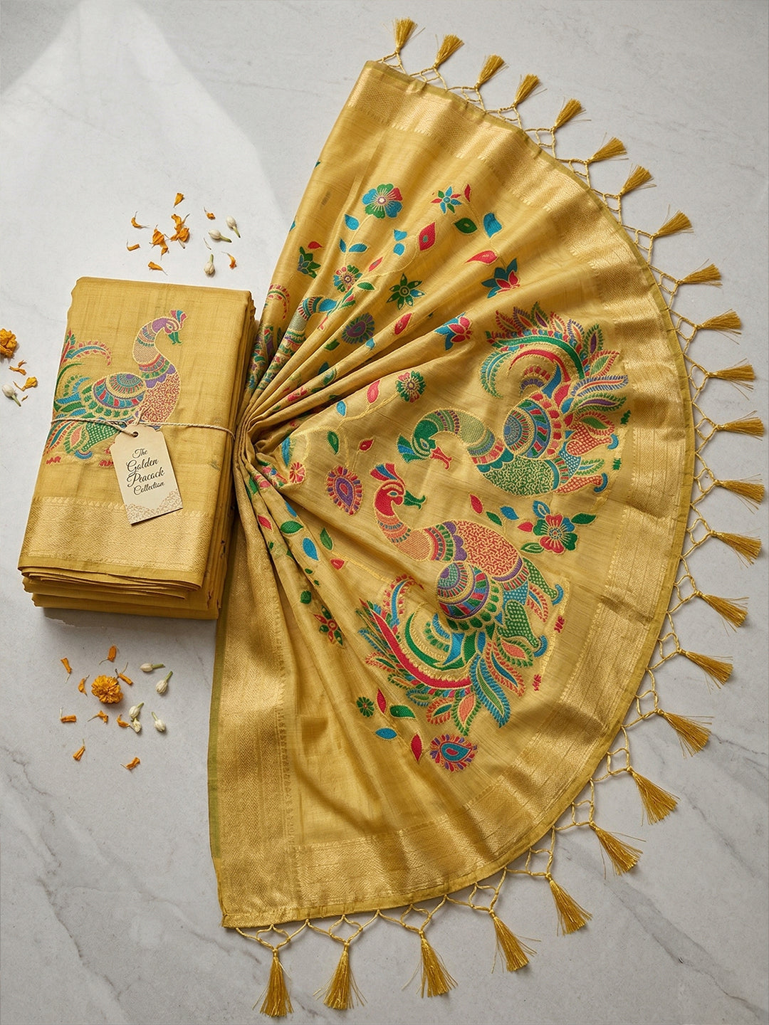 Sutriti Mustard Tissue Silk Saree for Women Festive Wedding PSofty Wear Ethnic Saree