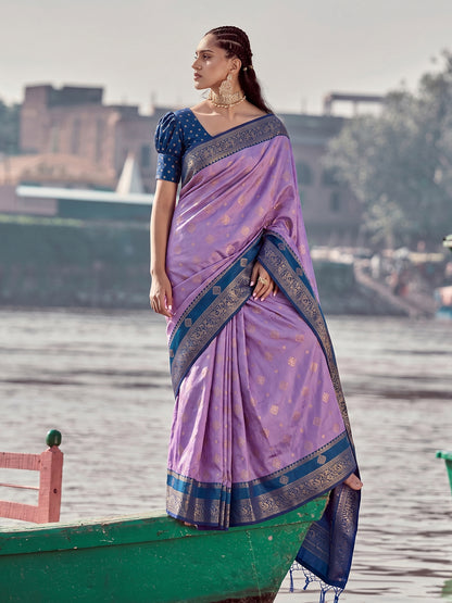 Sutriti Elegant Purple Banarasi Silk Saree for Women Festive Wedding Party Wear